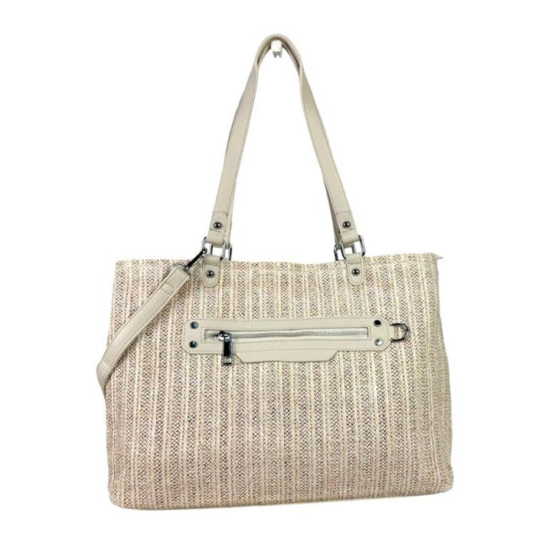 Amplio Bolso Shopper Sintético con Bolsillo Frontal y Asas Largas