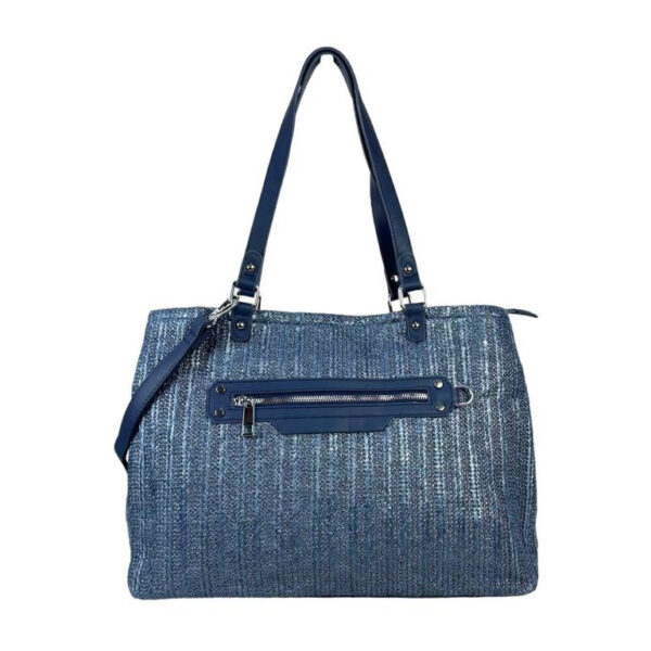 Amplio Bolso Shopper Sintético con Bolsillo Frontal y Asas Largas