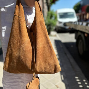 Amplio Bolso de Hombro de Piel de Serraje para Mujer con Monedero Extra