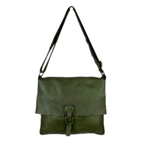 Bolso Bandolera de Piel Lavado, Estilo Vintage y Solapa para Mujer