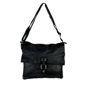 Bolso Bandolera de Piel Lavado, Estilo Vintage y Solapa para Mujer