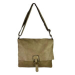 Bolso Bandolera de Piel Lavado, Estilo Vintage y Solapa para Mujer