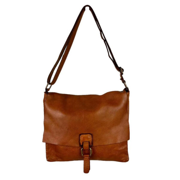 Bolso Bandolera de Piel Lavado, Estilo Vintage y Solapa para Mujer