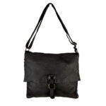 Bolso Bandolera de Piel Lavado, Estilo Vintage y Solapa para Mujer