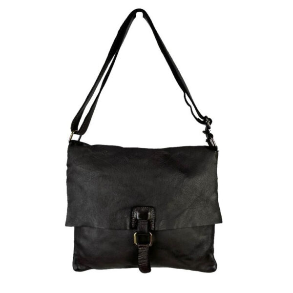 Bolso Bandolera de Piel Lavado, Estilo Vintage y Solapa para Mujer