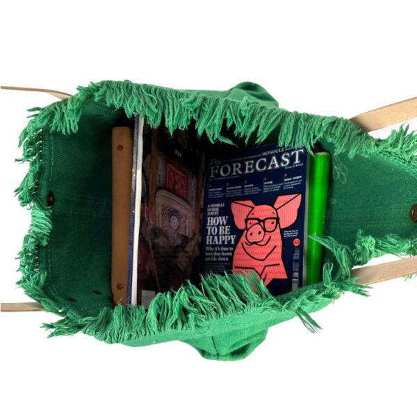 Bloom Bolso Shopper de algodón con Asas de Piel