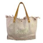 Bloom Bolso Shopper de algodón con Asas de Piel