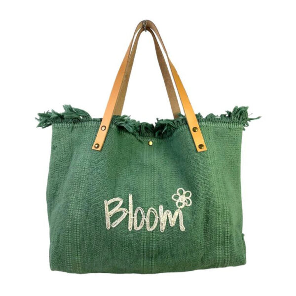 Bloom Bolso Shopper de algodón con Asas de Piel