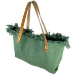 Bloom Bolso Shopper de algodón con Asas de Piel