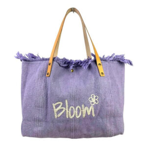 Bloom Bolso Shopper de algodón con Asas de Piel