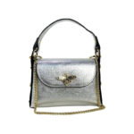 Bolso Compacto de Piel Metalizado Mujer con Tachuelas y Diseño de Abeja