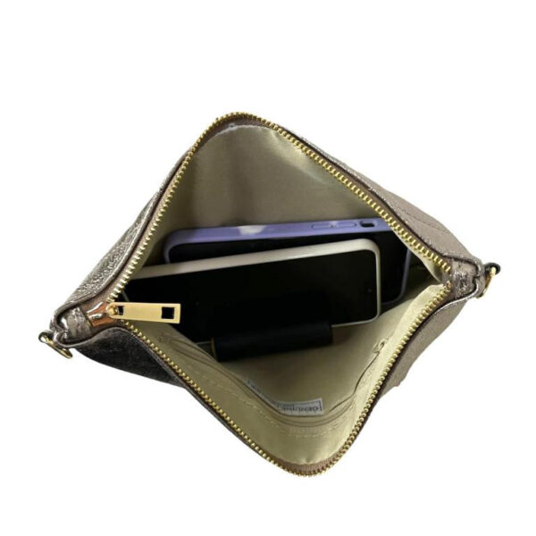 Bolso de Mano de Piel para Mujer con Efecto Brillante y Solapa Magnética