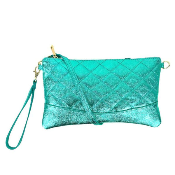 Bolso de Mano de Piel para Mujer con Efecto Brillante y Solapa Magnética