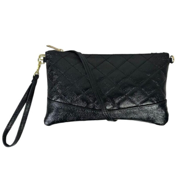 Bolso de Mano de Piel para Mujer con Efecto Brillante y Solapa Magnética