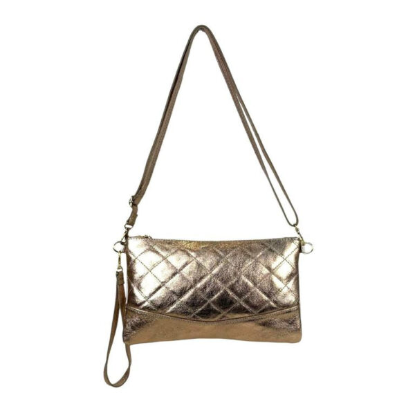 Bolso de Mano de Piel para Mujer con Efecto Brillante y Solapa Magnética