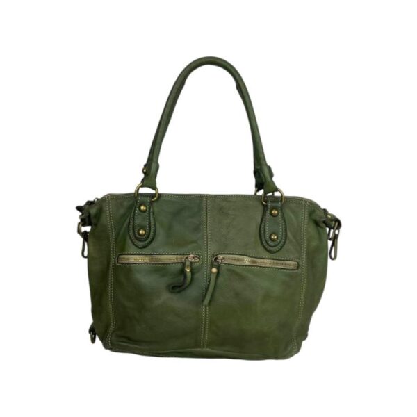 Amplio Bolso Vintage Mujer de Piel Lavado con Bolsillos Frontales - Imagen 6