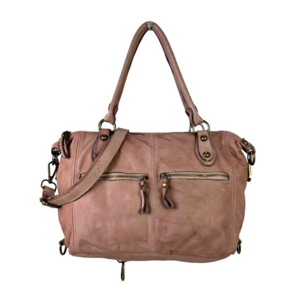 Amplio Bolso Vintage Mujer de Piel Lavado con Bolsillos Frontales - Imagen 7