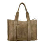 Bolso Shopper Piel de Serraje para Mujer con Bolsitos Interiores y Cremallera