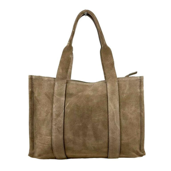 Bolso Shopper Piel de Serraje para Mujer con Bolsitos Interiores y Cremallera