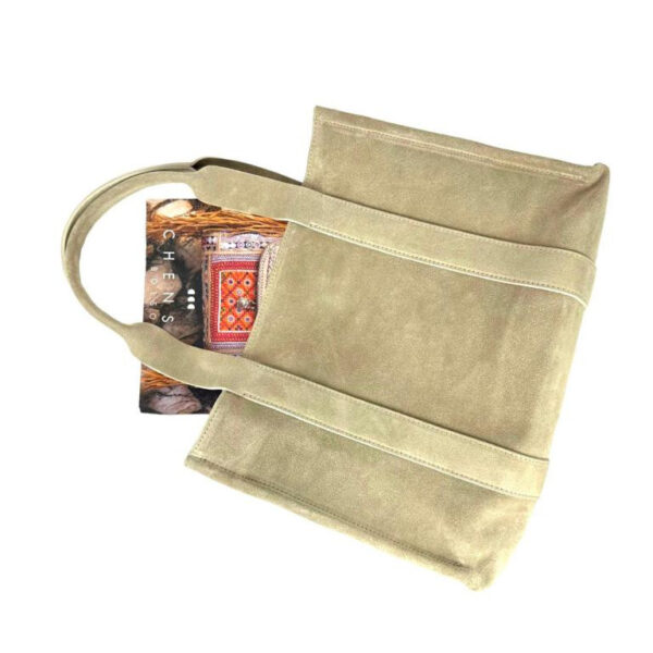 Bolso Shopper Piel de Serraje para Mujer con Bolsitos Interiores y Cremallera