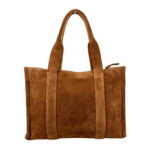 Bolso Shopper Piel de Serraje para Mujer con Bolsitos Interiores y Cremallera