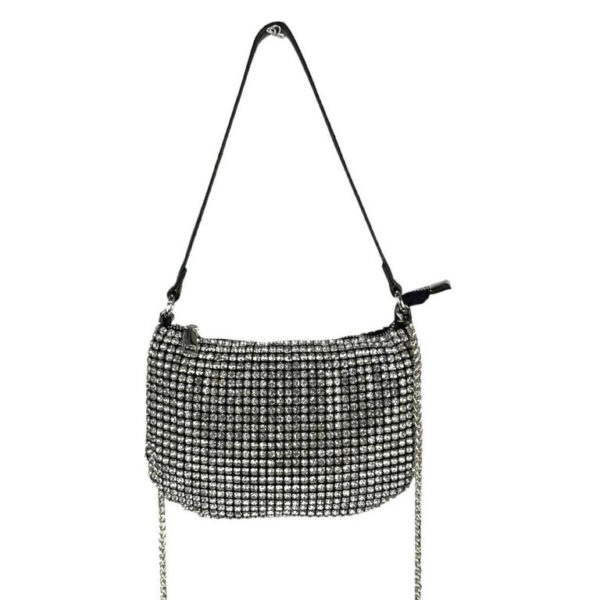 Bolsito de Fiesta Sintético para Mujer con Efecto Brillo y Cierre de Cremallera