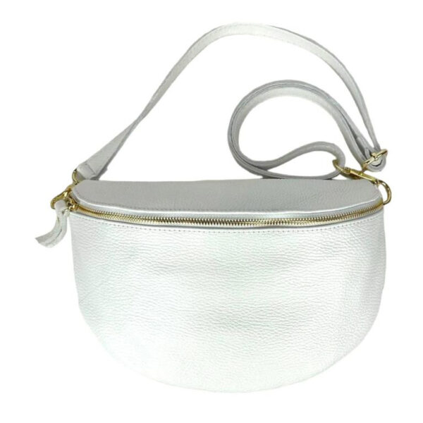 Amplia Riñonera de Piel Italiana para Mujer con Compartimento Interior