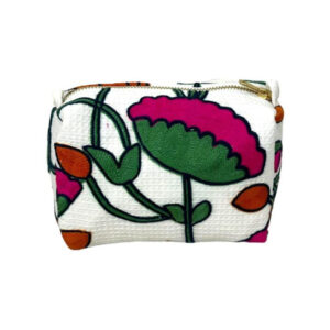 Neceser Artesanal Compacto de Algodón Bordado a Mano para Mujer