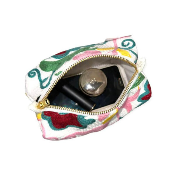 Neceser Artesanal Compacto de Algodón Bordado a Mano para Mujer