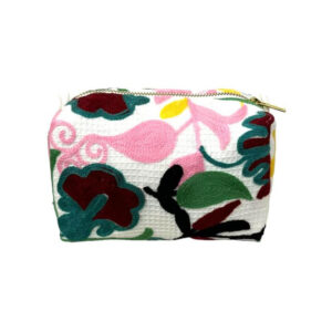 Neceser Artesanal Compacto de Algodón Bordado a Mano para Mujer