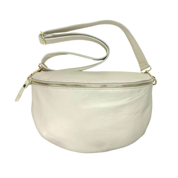 Amplia Riñonera de Piel Italiana para Mujer con Compartimento Interior