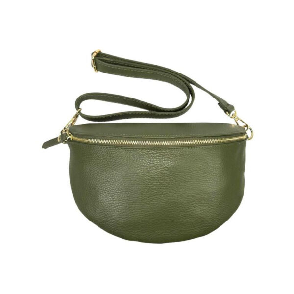 Amplia Riñonera de Piel Italiana para Mujer con Compartimento Interior