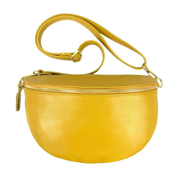 Amplia Riñonera de Piel Italiana para Mujer con Compartimento Interior