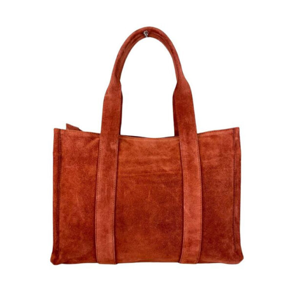 Bolso Shopper Piel de Serraje para Mujer con Bolsitos Interiores y Cremallera
