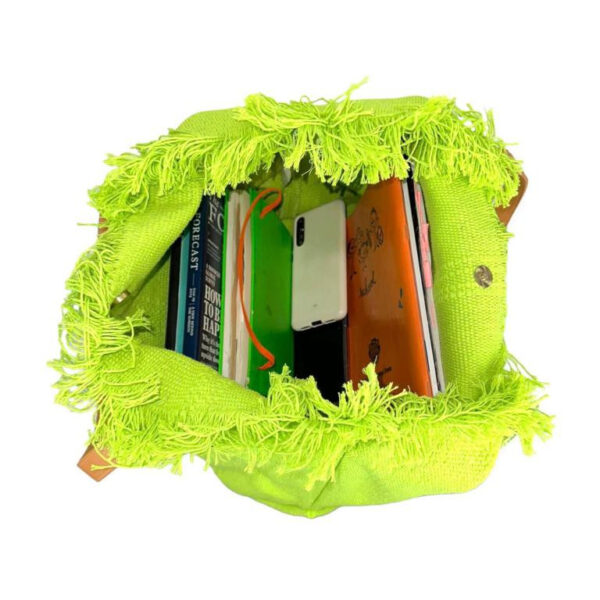 Amplio Bolso Shopper Sintético de Mujer con Compartimento Frontal y Asas de Piel