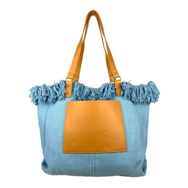 Amplio Bolso Shopper Sintético de Mujer con Compartimento Frontal y Asas de Piel