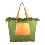 Amplio Bolso Shopper Sintético de Mujer con Compartimento Frontal y Asas de Piel