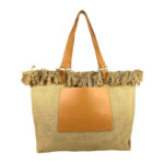 Amplio Bolso Shopper Sintético de Mujer con Compartimento Frontal y Asas de Piel