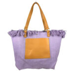 Amplio Bolso Shopper Sintético de Mujer con Compartimento Frontal y Asas de Piel