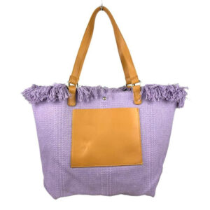 Amplio Bolso Shopper Sintético de Mujer con Compartimento Frontal y Asas de Piel