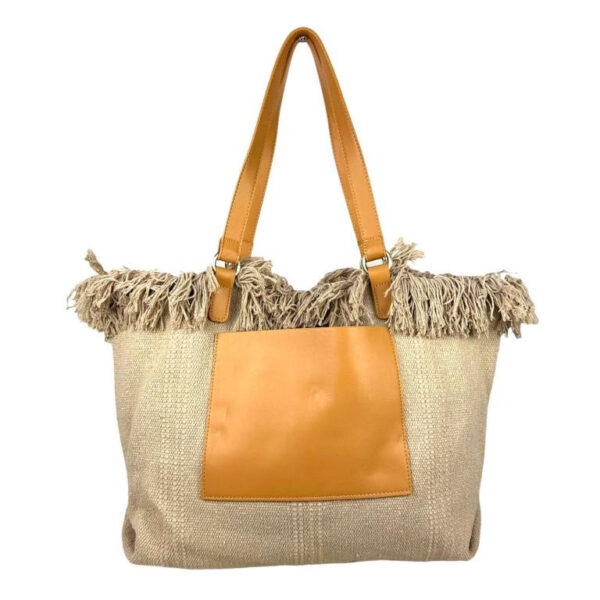 Amplio Bolso Shopper Sintético de Mujer con Compartimento Frontal y Asas de Piel