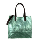 Bolsito Compacto tipo Shopper de Piel con Efecto Brillante y Neceser Interior