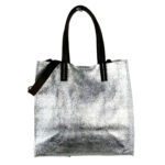 Bolsito Compacto tipo Shopper de Piel con Efecto Brillante y Neceser Interior