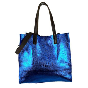 Bolsito Compacto tipo Shopper de Piel con Efecto Brillante y Neceser Interior