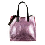 Bolsito Compacto tipo Shopper de Piel con Efecto Brillante y Neceser Interior