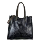 Bolsito Compacto tipo Shopper de Piel con Efecto Brillante y Neceser Interior