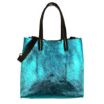 Bolsito Compacto tipo Shopper de Piel con Efecto Brillante y Neceser Interior