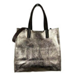 Bolsito Compacto tipo Shopper de Piel con Efecto Brillante y Neceser Interior