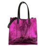 Bolsito Compacto tipo Shopper de Piel con Efecto Brillante y Neceser Interior