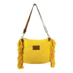 Bolso Bandolera de Algodón con Asas de Piel y Flecos Laterales para Mujer